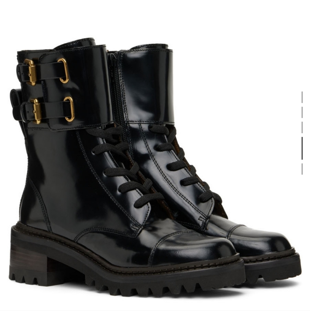 See By Chloé Black Mallory Biker Boots